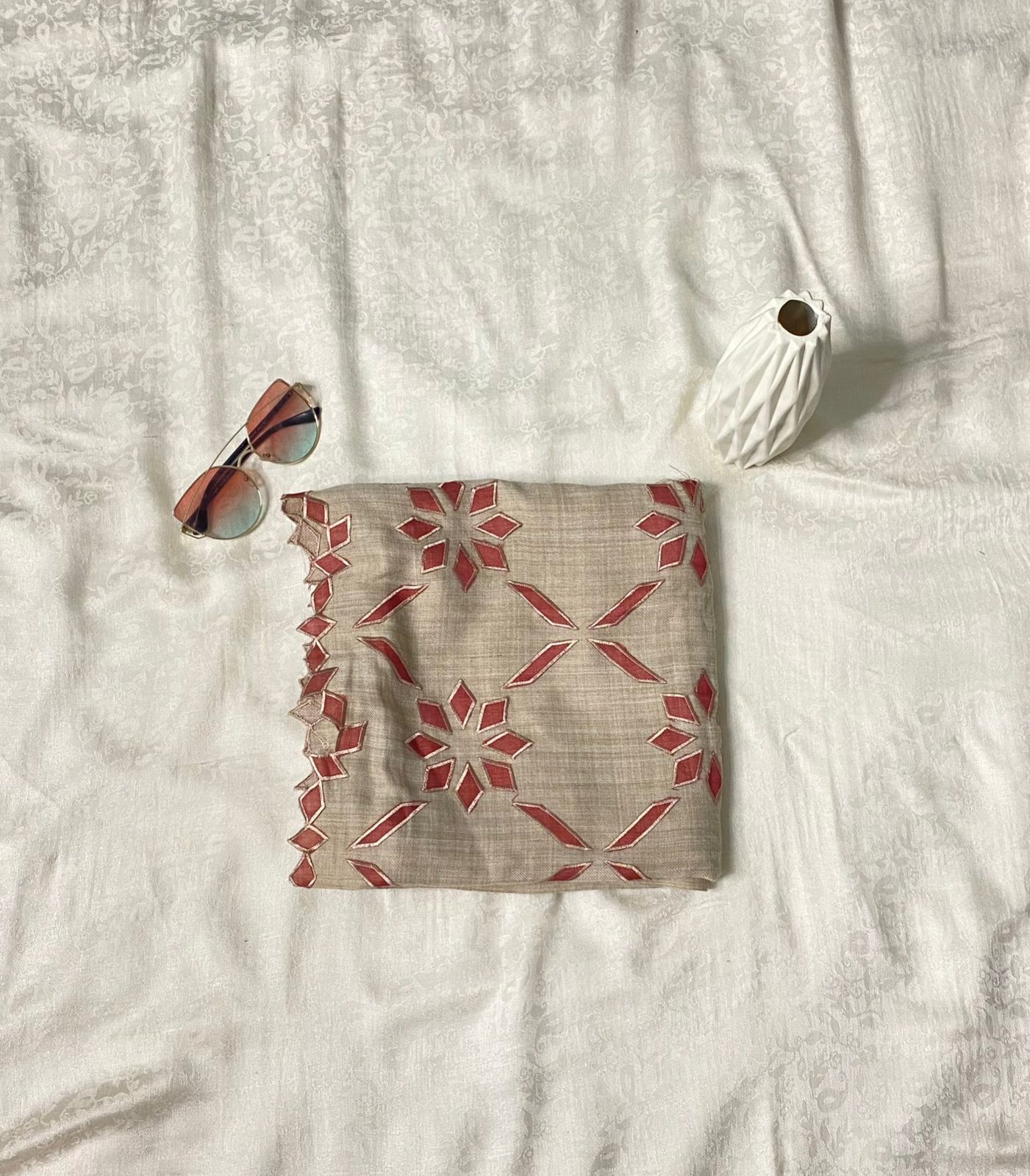 Cutwork Pashmina Shawls ( Skin Brown )